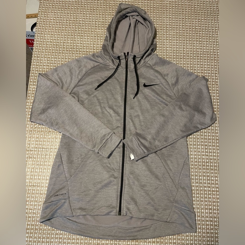 Nike Full Zip Hooded Jacket Gray Striped Pattern Men’s XL NWT
